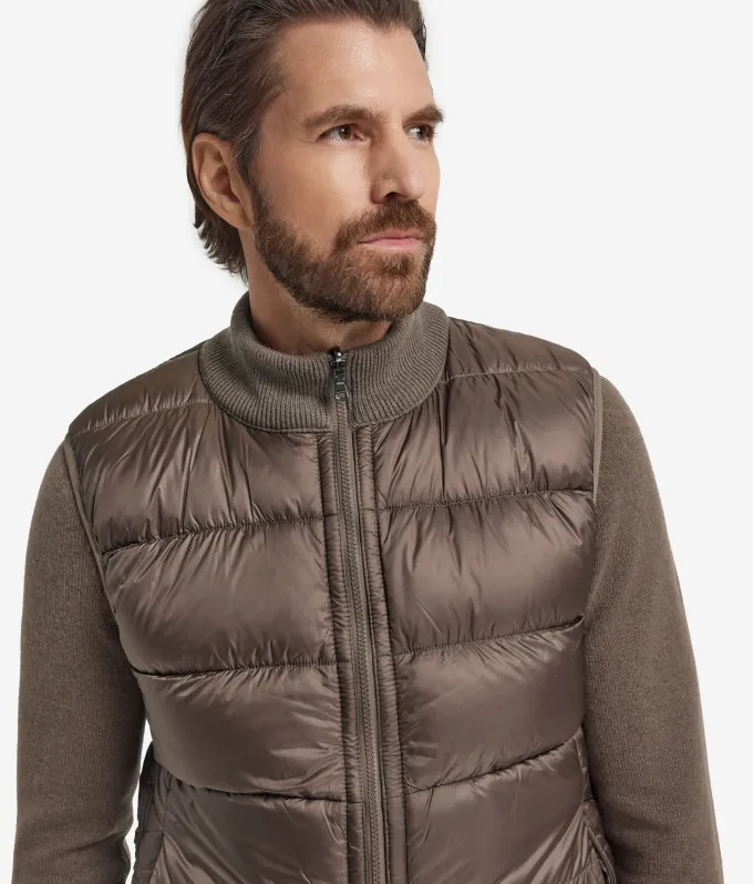 Piumino smanicato reversibile con trecce in Cashmere Ultrasoft
