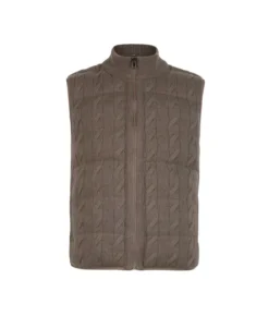 Piumino smanicato reversibile con trecce in Cashmere Ultrasoft