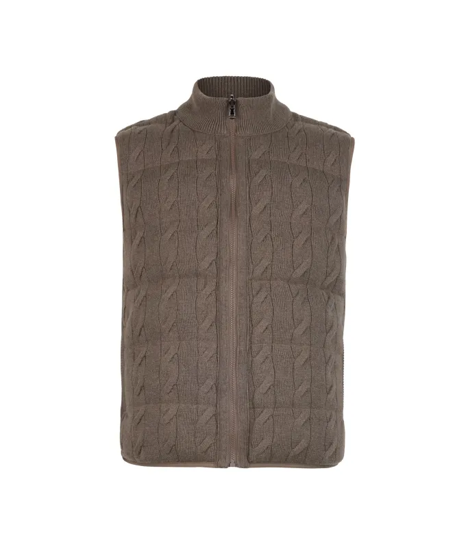 Piumino smanicato reversibile con trecce in Cashmere Ultrasoft