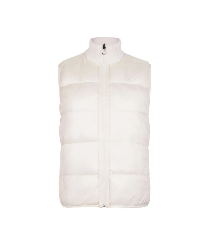 Piumino smanicato reversibile con trecce in cashmere
