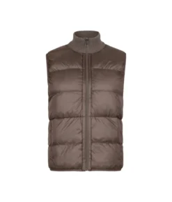 Piumino smanicato reversibile con trecce in cashmere