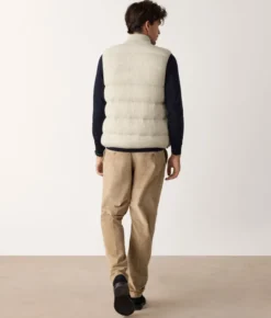 Piumino smanicato reversibile coste frisee in cashmere