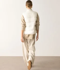 Piumino smanicato reversibile coste frisee in cashmere