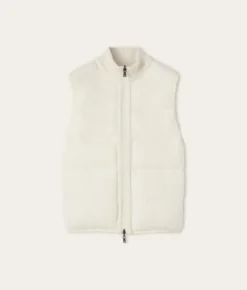 Piumino smanicato reversibile coste frisee in cashmere