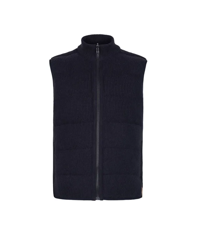 Piumino smanicato reversibile in cashmere