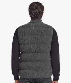 Piumino smanicato reversibile in cashmere