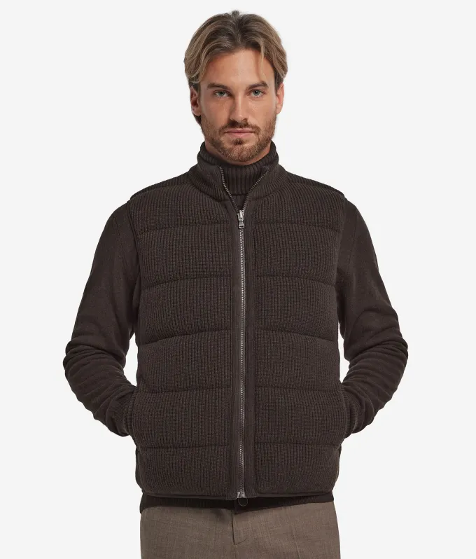 Piumino smanicato reversibile in cashmere