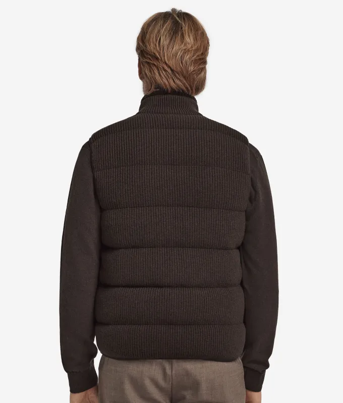 Piumino smanicato reversibile in cashmere