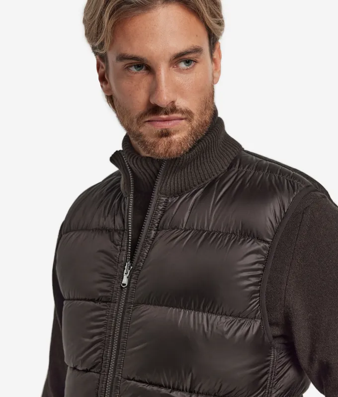 Piumino smanicato reversibile in cashmere