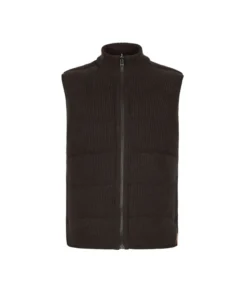 Piumino smanicato reversibile in cashmere