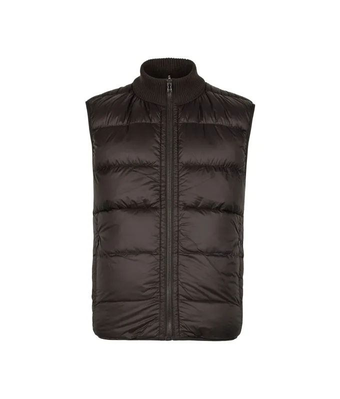 Piumino smanicato reversibile in cashmere