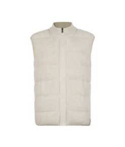 Piumino smanicato reversibile in cashmere