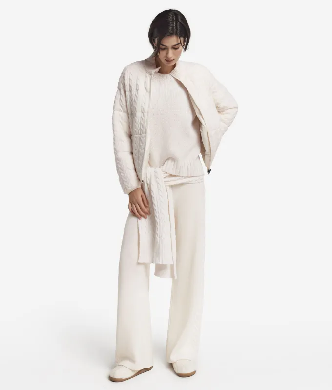 Piumino trecce reversibile in cashmere e tessuto tecnico