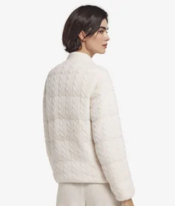 Piumino trecce reversibile in cashmere e tessuto tecnico
