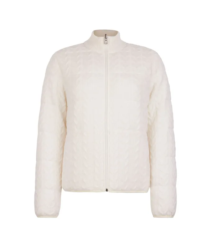 Piumino trecce reversibile in cashmere e tessuto tecnico