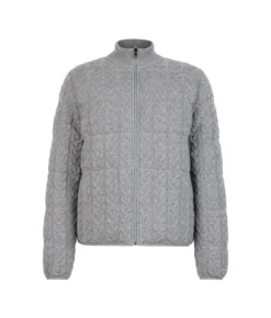 Piumino trecce reversibile in cashmere e tessuto tecnico