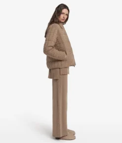 Piumino trecce reversibile in cashmere e tessuto tecnico