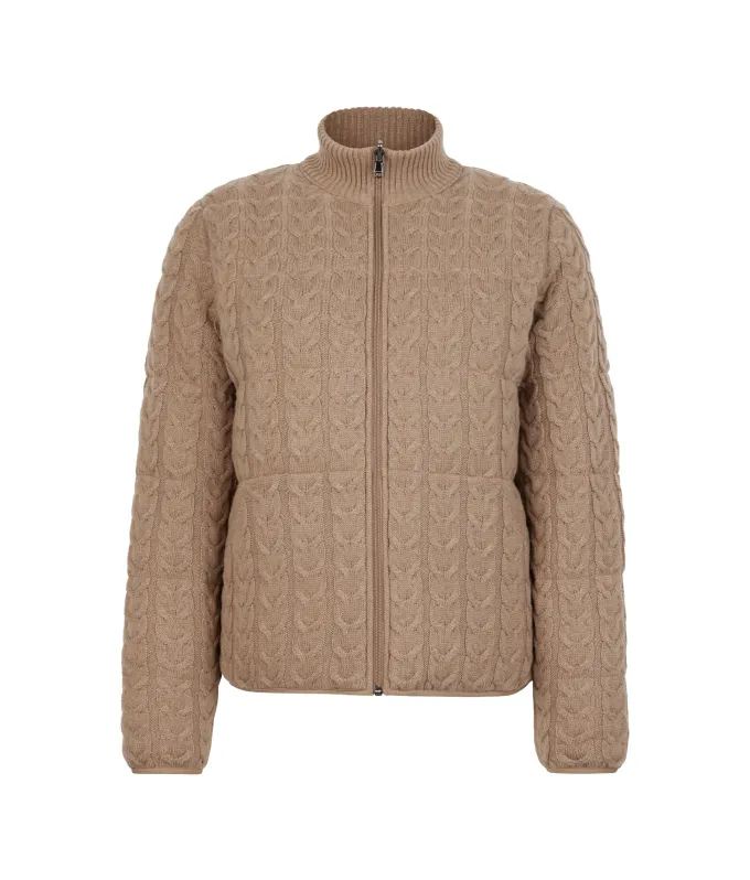 Piumino trecce reversibile in cashmere e tessuto tecnico