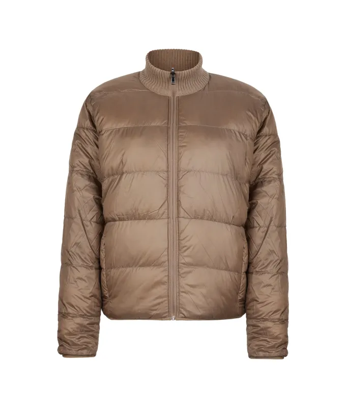 Piumino trecce reversibile in cashmere e tessuto tecnico