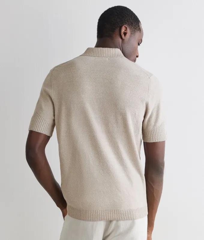 Polo a coste in lino e cotone