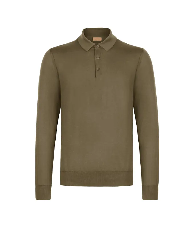 Polo a manica lunga in cotone