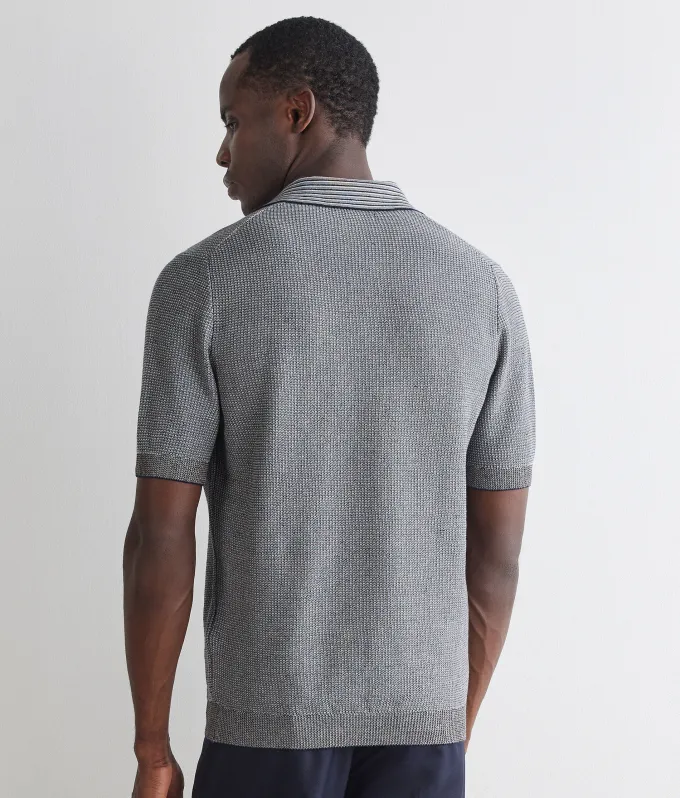 Polo a righe in cotone e lino