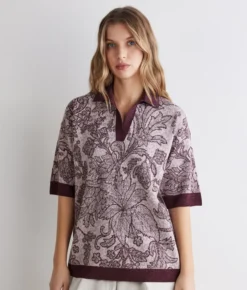 Polo jacquard botanico