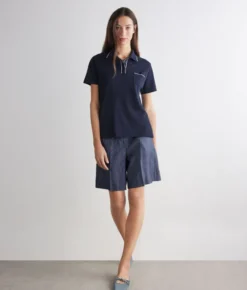 Polo piquet in cotone e seta