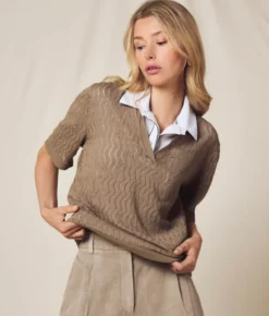 Polo punto onda in lino cotone