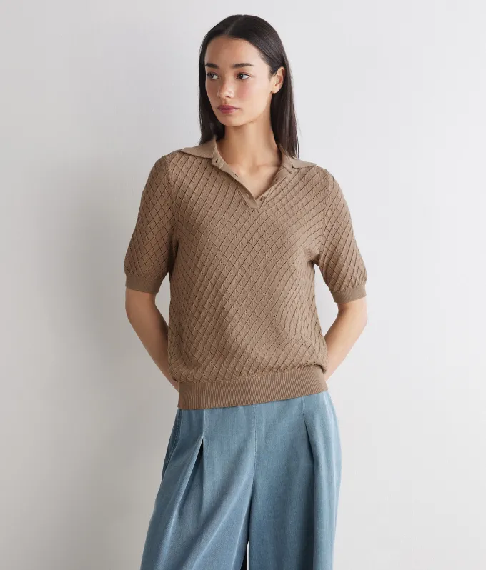 Polo punto rombo in cotone