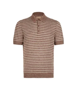 Polo rigata in cotone lino