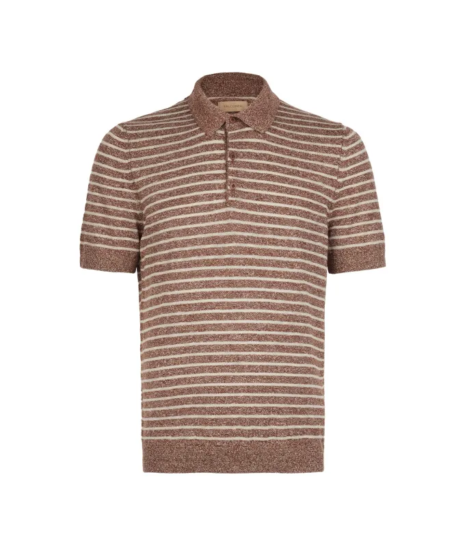 Polo rigata in cotone lino