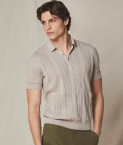 Polo trecce coste in lino e cotone