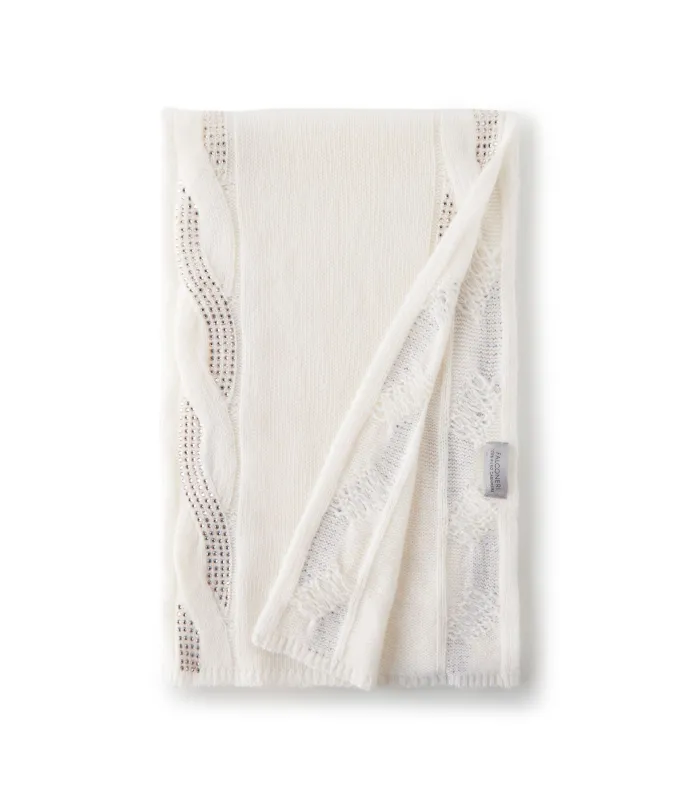 Sciarpa con trecce e strass in Cashmere Ultrasoft