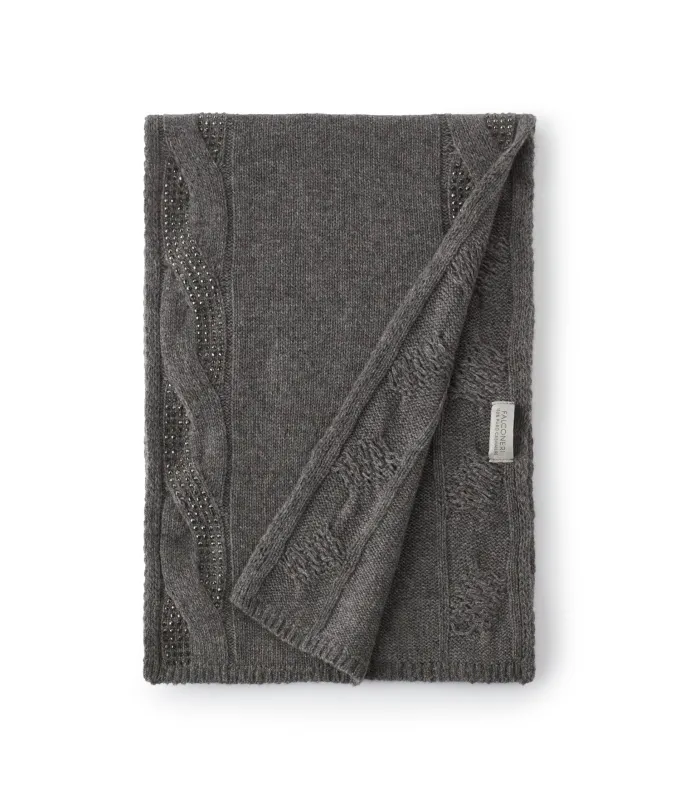 Sciarpa con trecce e strass in Cashmere Ultrasoft