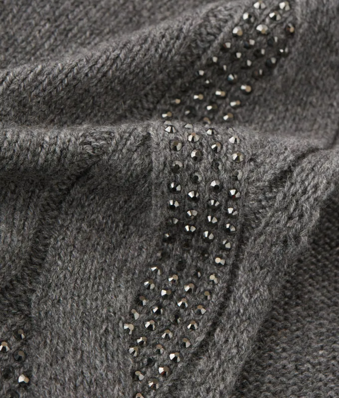 Sciarpa con trecce e strass in Cashmere Ultrasoft