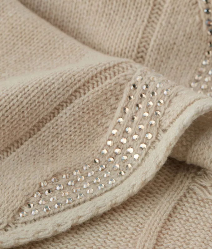 Sciarpa con trecce e strass in Cashmere Ultrasoft