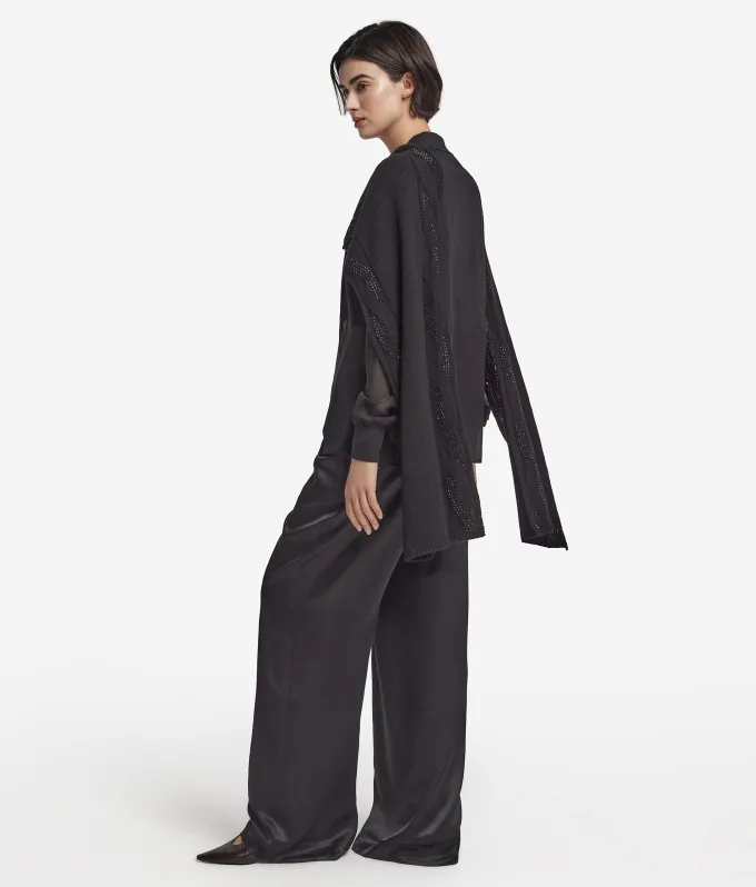 Sciarpa con trecce e strass in Cashmere Ultrasoft