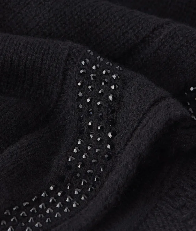 Sciarpa con trecce e strass in Cashmere Ultrasoft