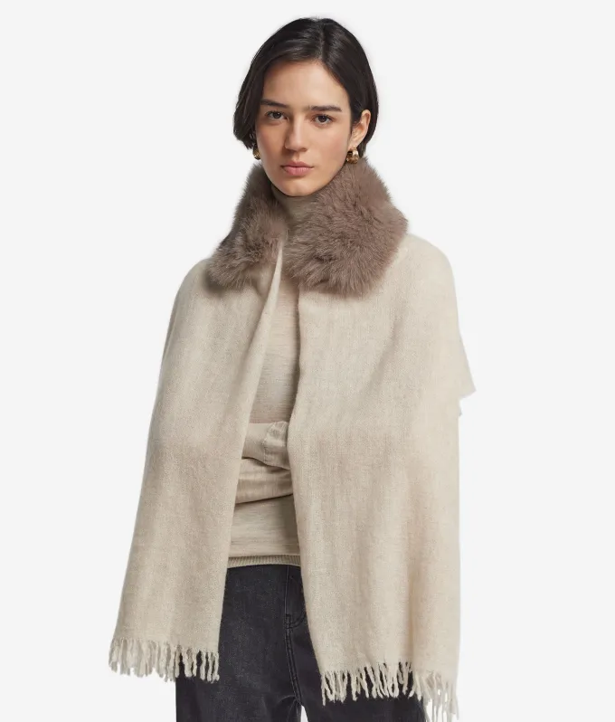 Sciarpa in cashmere con pelliccia