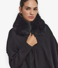 Sciarpa in cashmere con pelliccia