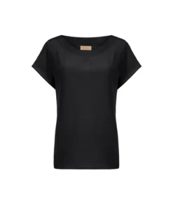 T-shirt con scollo a barchetta in seta e modal