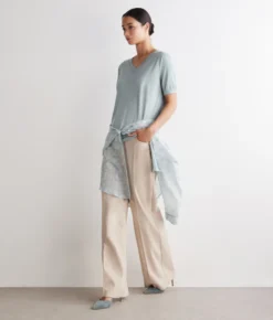 T-Shirt con scollo a V in cotone fresh