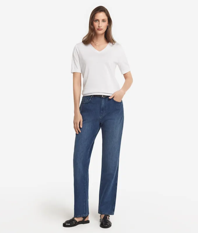 T-Shirt con scollo a V in cotone fresh