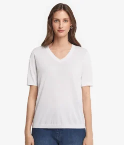 T-Shirt con scollo a V in cotone fresh