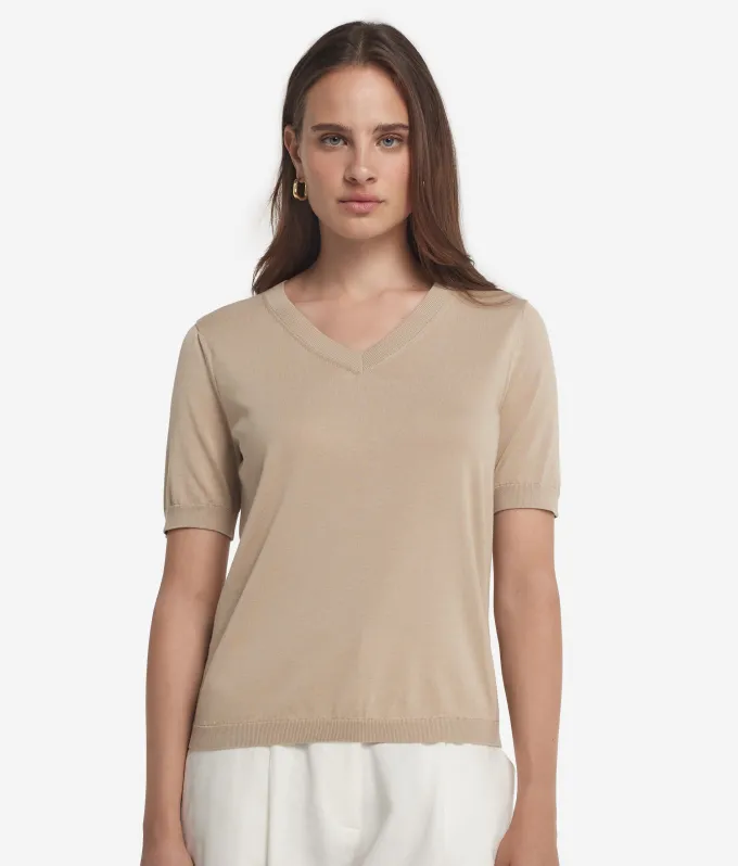T-Shirt con scollo a V in cotone fresh