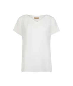 T-Shirt con scollo a V in seta e modal