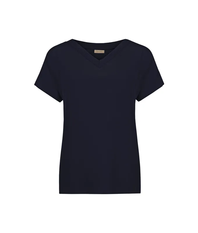 T-Shirt con scollo a V in seta e modal