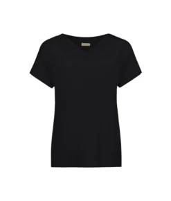 T-Shirt con scollo a V in seta e modal