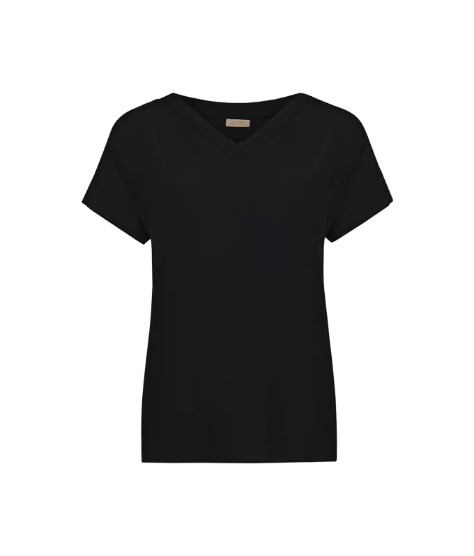 T-Shirt con scollo a V in seta e modal